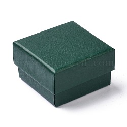 Scatole di gioielli di carta, con spugna nera, per orecchino e anello, quadrato, verde, 5.1x5.1x3.15cm