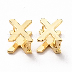 Начальные серьги-кольца для женщин, латунные серьги с золотыми буквами, letter.x, 12.5x11x9.5 мм, штифты : 0.8 мм