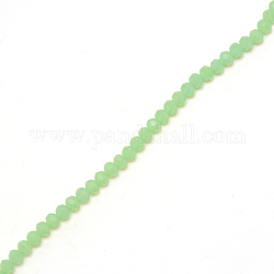 Perle di vetro a rondelle sfaccettate, verde chiaro, 4.5x3.5mm, Foro: 1 mm, circa 143pcs/filo, 19.69 pollice (50 cm)
