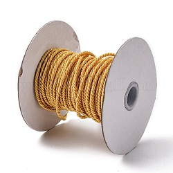 Cordons tressés en polyester 3 pli, corde torsadée, jaune, 0.3 cm, environ 30 m / bibone 