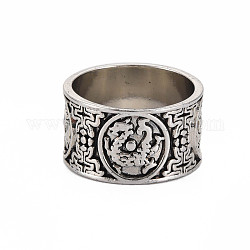 Anello da dito in lega di drago animale, grosso anello largo per gli uomini,  cadmio& piombo libero, argento antico, misura degli stati uniti 11 1/2 (20.9mm)