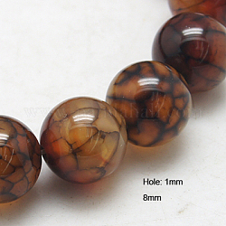 Natural Dragon Veins Agate Beads Strands, Dyed, Round, 8mm, Hole: 1mm, about 48pcs/strand, 15.5inch