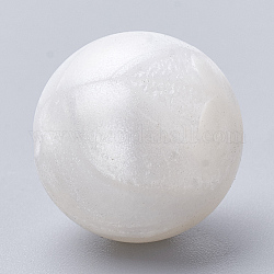 Perlas de silicona ecológicas de grado alimenticio, redondo, nieve, 8~10mm, agujero: 1~2 mm