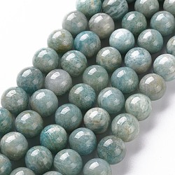 Chapelets de perles en amazonite naturelle, ronde, 10mm, Trou: 1mm, Environ 37~38 pcs/chapelet, 14.96~15.35 pouce (38~39 cm)