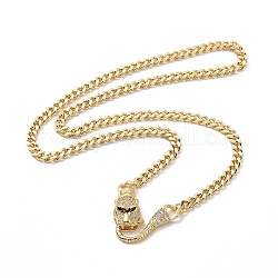 Collar con colgante de leopardo de circonio cúbico con cadenas de latón para mujer, real 18k chapado en oro, 20-1/4 pulgada (51.3 cm)