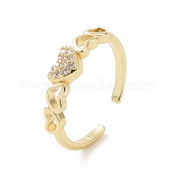 Открытое кольцо-манжета в форме сердца из прозрачного кубического циркония, украшения из латуни на день святого валентина, золотые, внутренний диаметр: 18 мм