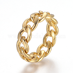 Unisex 304 anelli in acciaio inossidabile, anelli per catene a catena, senza saldatura, Anelli a banda larga, oro, formato 6, 16mm, 7mm
