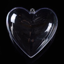 Pendentifs en plastique transparent ouvrables, Boule de Noël en plastique remplissable, cœur, clair, 78x79x46mm, Trou: 3mm