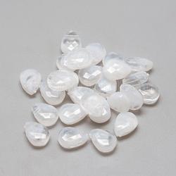 Acryl-Perlen, Nachahmung Edelstein-Stil, Zweifarbige Farbe, facettiert, Träne, klares Weiß, 12x9x5 mm, Bohrung: 1 mm, ca. 1470 Stk. / 500 g