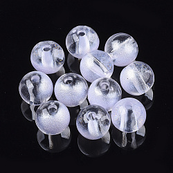Transparente Acryl Perlen, lackierter Stil, Runde, Flieder, 10x9 mm, Bohrung: 2 mm, ca. 940 Stk. / 500 g