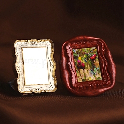 Cabezal de sello de sello de cera de latón con marco de fotos en relieve 3d, para scrapbooking tarjetas sobres boda invitaciones regalo, patrón de rectángulo, 29x23x14.5mm, agujero: 7.5 mm