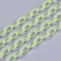 Handgefertigte transparente abs kunststoff kabelketten, Oval, grün gelb, 19.29 Zoll ~ 19.68 Zoll (49~50 cm), Link: 13x7.5x1.5 mm