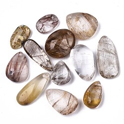 Pendentifs naturelles de quartz rutile, pépites, 15~29x9~15x5~8mm, Trou: 1mm