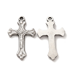 Pendentifs en 304 acier inoxydable, breloque croix crucifix, couleur inoxydable, 32.5x19.5x2.5mm, Trou: 2mm