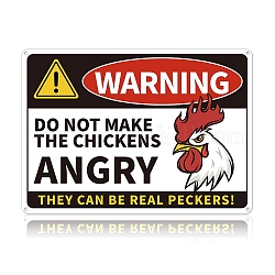 Panneaux d'avertissement en aluminium protégés contre les UV et étanches, Attention, ne mettez pas les poulets en colère, ils peuvent être de vrais peckers, rouge, 250x350mm
