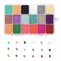 450G 18 Colors 12/0 Grade A Round Glass Seed Beads, Baking Paint, Mixed Color, 2.3x1.5mm, Hole: 1mm, 25g/color, about 48000pcs/box