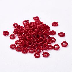 Polyester Weave Beads, Ring, Crimson, 6x2mm, Hole: 3mm, about 200pcs/bag