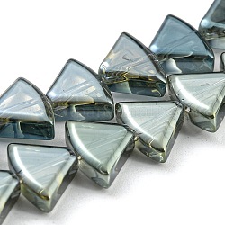 Brins de perles de verre plaqués électrolytiques, fan, bleu cadet, 8x10.5x4mm, Trou: 1mm, Environ 80 pcs/chapelet, 25.51 pouce (64.8 cm)