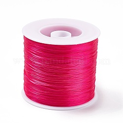 Cuerda de cristal elástica plana de 400 m, Hilo de cuentas elástico, para hacer la pulsera elástica, de color rosa oscuro, 0.2mm, 1 mm de ancho, alrededor de 446.81 yarda (400 m) / rollo