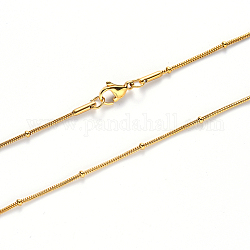Vacuum Plating 304 Stainless Steel Round Snake Chain Necklace, with Rondelle Beads and Lobster Claw Clasp, Golden, 19.68 inch(50cm)x1.2mm