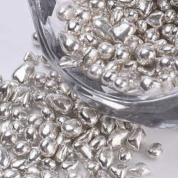 Plated Glass Seed Beads, For Nail Art Decoration, No Hole/Undrilled, Chip, Silver, 1.5~5x1.5~2x1.5~2mm