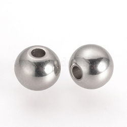 Intercalaire perles en 201 acier inoxydable, ronde, couleur inoxydable, 6x5mm, Trou: 1.5mm