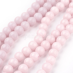 Chapelets de perles en jade Mashan naturel, teinte, ronde, rose, 8mm, Trou: 1.2mm, Environ 51 pcs/chapelet, 16 pouce