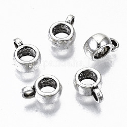 Rohrbügel im tibetischen Stil, Schleifenbügel, Perlen der Patsche, cadmiumfrei und bleifrei, Rondell, Antik Silber Farbe, 9x6x3.5 mm, Bohrung: 1.8 mm, ca. 2700 Stk. / 1000 g