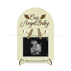 Soporte de marco de imagen de anuncio de madera en forma de arco, para mamás primerizas marcos de ecografía para bebés, ala, 180x125x4mm, agujero: 10 mm