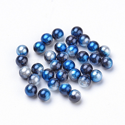 Cuentas de perlas de imitación acrílica arcoiris, gradiente de perlas de sirena, ningún agujero, redondo, azul medianoche, 4 mm, aproximamente 15800 unidades / 500 g