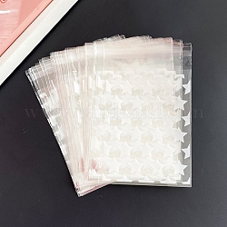 Rechteckige Zellophanbeutel aus PE-Kunststoff, Stern-Muster, weiß, 13x8 cm
