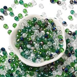 Glasperlen, facettiert, Rondell, dunkelgrün, 6x5 mm, Bohrung: 1 mm, ca. 2360 Stk. / 500 g
