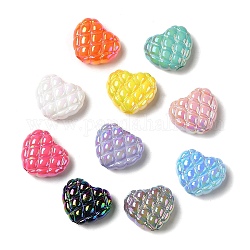 Abalorios acrílicos opacos, color de ab, corazón, color mezclado, 17x20x9mm, agujero: 3.5 mm