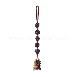 Lapis naturale del Lazuli grandi pendenti, con filo per cucire in nylon e pietra a scheggia a tema chakra, cuore, 205mm