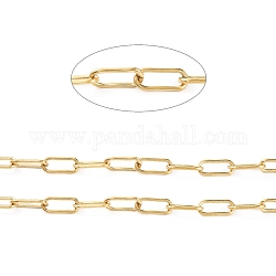 Vacuum Plating 304 Stainless Steel Paperclip Chains, Drawn Elongated Cable Chain, Unwelded, with Spool, Golden, 16.8x7.2x1.5mm, about 32.8 Feet(10m)/roll