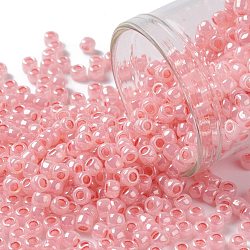Toho perles de rocaille rondes, Perles de rocaille japonais, (911) impatiens de Ceylan rose, 8/0, 3mm, Trou: 1mm, à propos 222pcs / bouteille, 10 g / bouteille