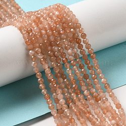 Natürliche Pfirsichmondstein Perlen Stränge, facettiert, Runde, Klasse A, 3.5 mm, Bohrung: 0.6 mm, ca. 115 Stk. / Strang, 15'' (38.1 cm)