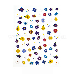 Decalcomanie di adesivi per nail art, autoadesiva, per le decorazioni delle punte delle unghie, colorato, modello di fiore, 101x78.5mm