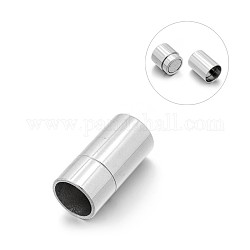 Fermoirs magnétiques lisses à 304 colonne en acier inoxydable avec emembouts à coller, couleur inoxydable, 20x10mm, Trou: 8mm