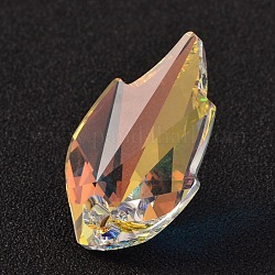 Austrian Crystal Leaf Pendants for DIY Handmade Jewelry Earrings Findings Design, Crystal AB Aurore Boreale, 20mm wide, 32mm long