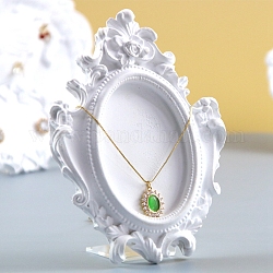 Présentoir à bijoux collier en résine, avec support en plastique, blanc, 13.15x10x1.45 cm