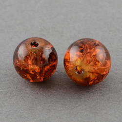 Spray Painted Crackle Glass Beads Strands, Round, Saddle Brown, 16mm, Hole: 1.3~1.6mm, about 50pcs/strand, 31.4inch