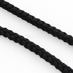 Handmade Braided Nylon Elastic Cord, Black, 5mm, about 109.36 yards(100m)/roll