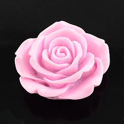 Rose Flower Resin Beads for Kids Bubblegum Necklace, Pearl Pink, 40x15mm, Hole: 2mm
