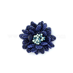 Fiori in tessuto non tessuto, con polvere di scintillio, per fiore fasce fai da te, abbigliamento, scarpe, accessori per cappelli, blu di Prussia, 40x45x20mm