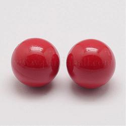 Perles de boule ajustement pendentif de cage en laiton, sans trou, rouge, 16mm