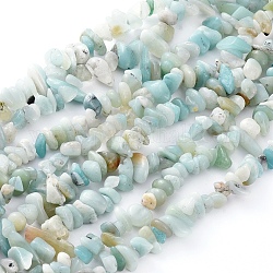 Pierre naturelle rive de perle, perles de copeaux d'amazonite de fleurs,  largeur de 5-8 mm, chaque brin mesure environ 32~32.5 pouce de long, trou: environ 0.3 mm
