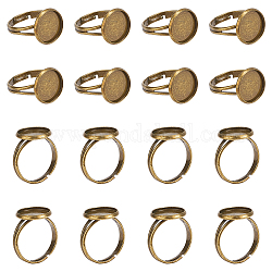 Componenti anello in ottone regolabile, bronzo antico, 17mm, 40pcs/scatola