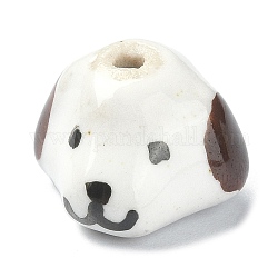 手作りの陶器ビーズ  DIYのブレスレットとイヤリングのアクセサリー用  犬  ホワイトスモーク  9x13.5x14mm  穴：1.6mm