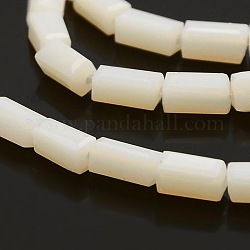Imitation Jade Glass Faceted Cuboid Beads Strands, Creamy White, 7x3x3mm, Hole: 1mm, about 59pcs/strand, 15inch